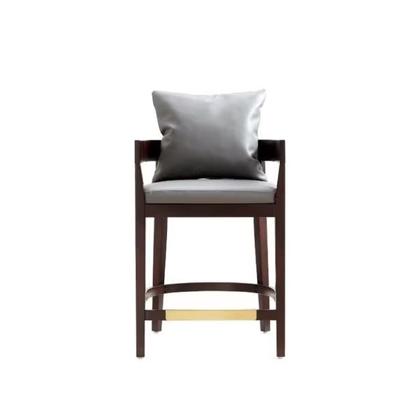 Ritz Counter Stool in Grey and Dark Walnut, Manhattan Comfort, Mfr#: CS006-GY